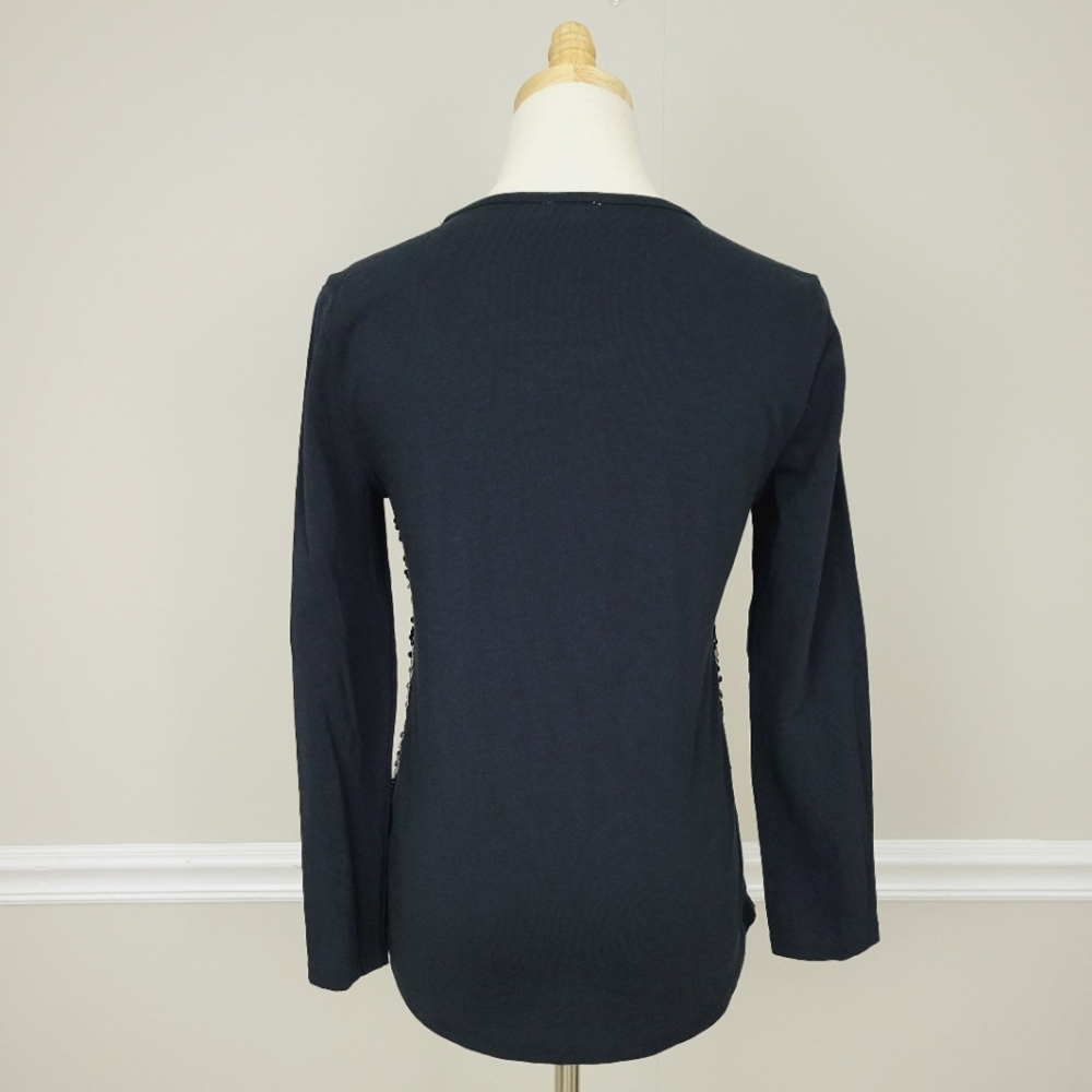 J.Crew Black Sequins Crew Neck Top Size S - Picture 4 of 6